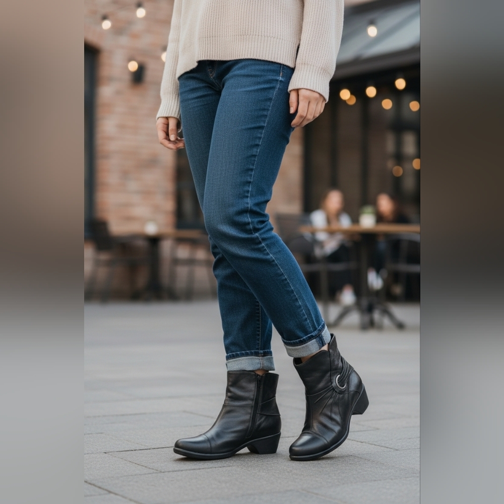 Ckarks Leather Women's Black Ankle Boots Size 9